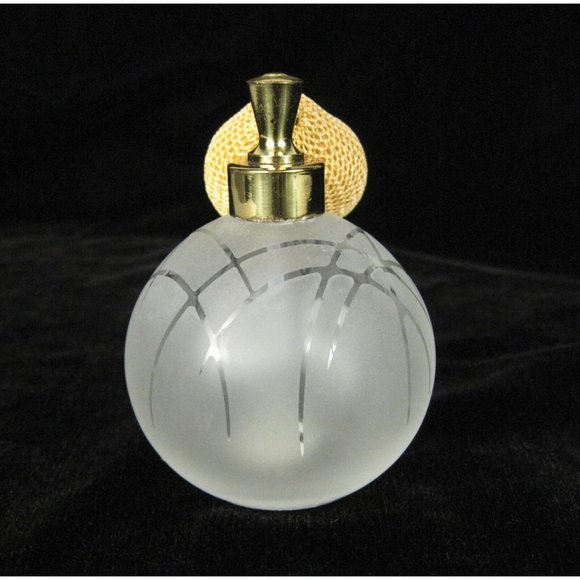 Irice Perfume Bottle Clear Etched Glass Gold Atomizer Spray Japan I W Rice VTG - Picture 5 of 12